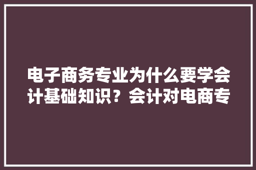 电子商务专业为什么要学会计基础知识？会计对电商专业有什么用「小企业为什么做电子商务呢」 电子商务专业为什么要学会计基础知识？会计对电商专业有什么用「小企业为什么做电子商务呢」 搜狗SEO