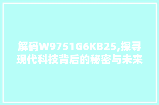 解码W9751G6KB25,探寻现代科技背后的秘密与未来展望 必应SEO