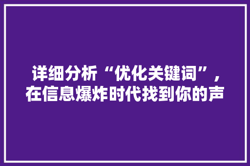 详细分析“优化关键词”,在信息爆炸时代找到你的声音 必应SEO