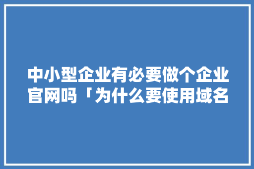 中小型企业有必要做个企业官网吗「为什么要使用域名」 中小型企业有必要做个企业官网吗「为什么要使用域名」 必应SEO