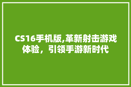 CS16手机版,革新射击游戏体验，引领手游新时代 神马SEO