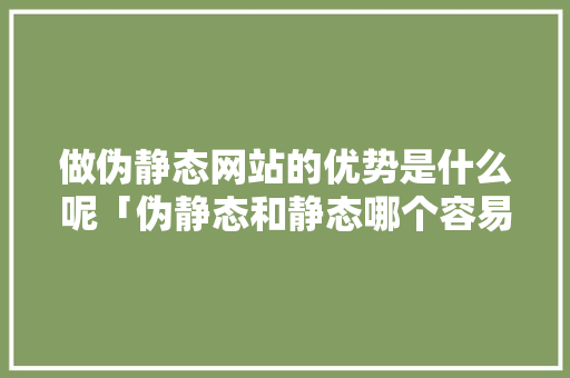 做伪静态网站的优势是什么呢「伪静态和静态哪个容易被收录」 做伪静态网站的优势是什么呢「伪静态和静态哪个容易被收录」 GoogleSEO