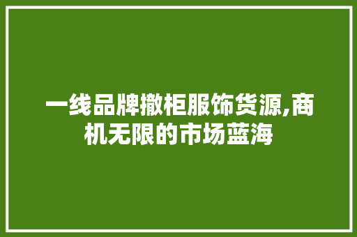 一线品牌撤柜服饰货源,商机无限的市场蓝海 搜狗SEO
