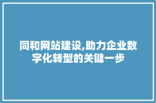同和网站建设,助力企业数字化转型的关键一步 神马SEO