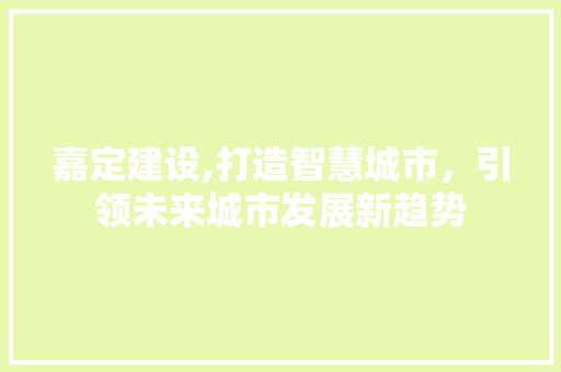 嘉定建设,打造智慧城市，引领未来城市发展新趋势 必应SEO