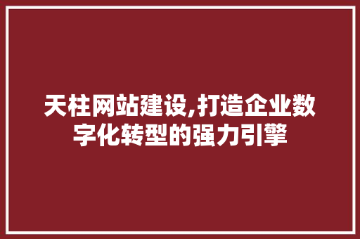天柱网站建设,打造企业数字化转型的强力引擎 百度SEO