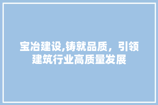 宝冶建设,铸就品质，引领建筑行业高质量发展 神马SEO