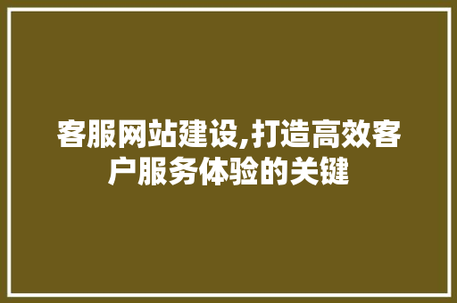 客服网站建设,打造高效客户服务体验的关键 必应SEO