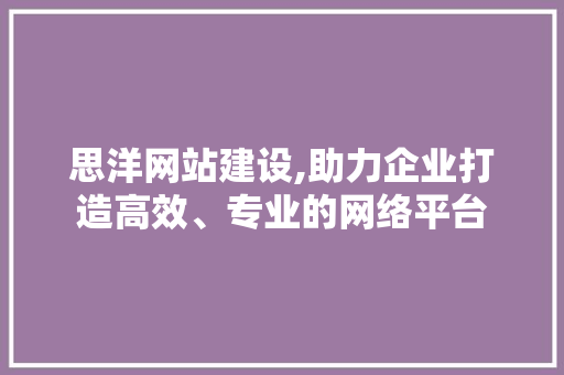 思洋网站建设,助力企业打造高效、专业的网络平台 神马SEO