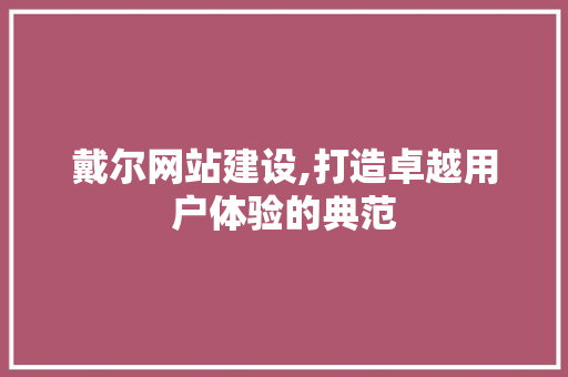 戴尔网站建设,打造卓越用户体验的典范 必应SEO