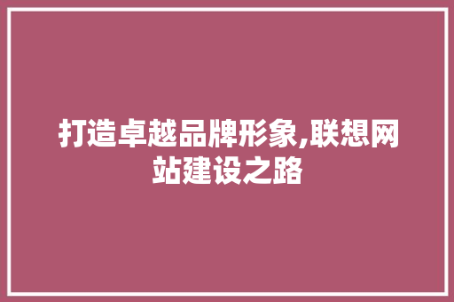 打造卓越品牌形象,联想网站建设之路 必应SEO