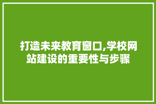 打造未来教育窗口,学校网站建设的重要性与步骤 百度SEO