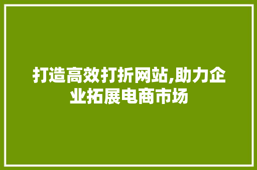 打造高效打折网站,助力企业拓展电商市场 神马SEO