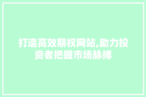 打造高效期权网站,助力投资者把握市场脉搏 GoogleSEO
