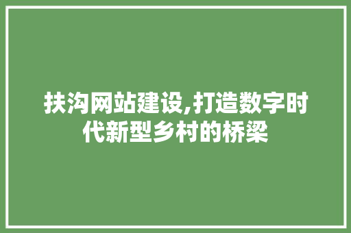 扶沟网站建设,打造数字时代新型乡村的桥梁 GoogleSEO
