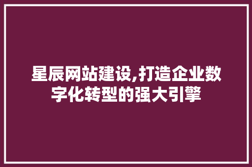 星辰网站建设,打造企业数字化转型的强大引擎 百度SEO