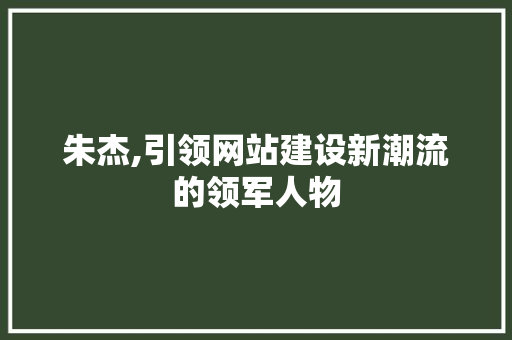 朱杰,引领网站建设新潮流的领军人物 必应SEO