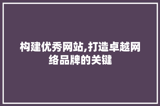 构建优秀网站,打造卓越网络品牌的关键 GoogleSEO