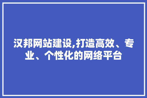 汉邦网站建设,打造高效、专业、个性化的网络平台 百度SEO