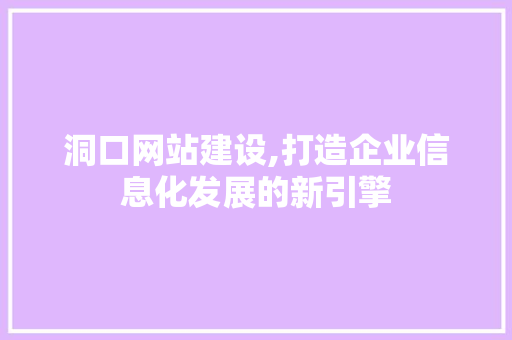 洞口网站建设,打造企业信息化发展的新引擎 百度SEO
