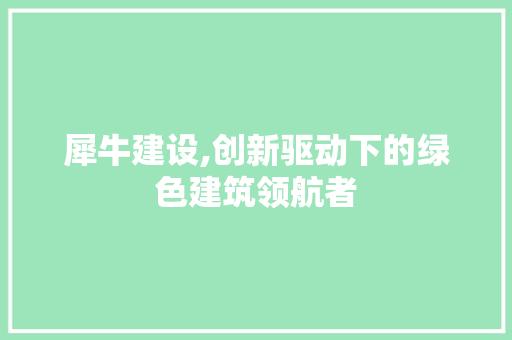 犀牛建设,创新驱动下的绿色建筑领航者 神马SEO