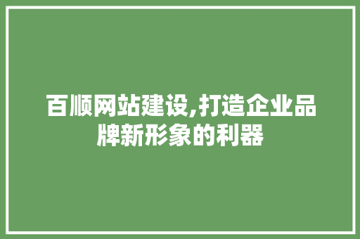 百顺网站建设,打造企业品牌新形象的利器 百度SEO