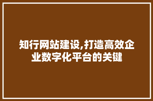 知行网站建设,打造高效企业数字化平台的关键 必应SEO
