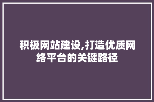 积极网站建设,打造优质网络平台的关键路径 GoogleSEO