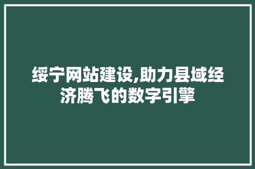 绥宁网站建设,助力县域经济腾飞的数字引擎 必应SEO