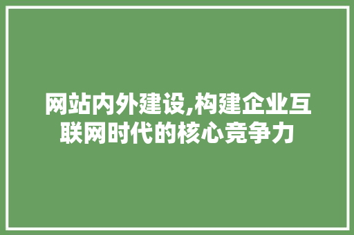 网站内外建设,构建企业互联网时代的核心竞争力 必应SEO