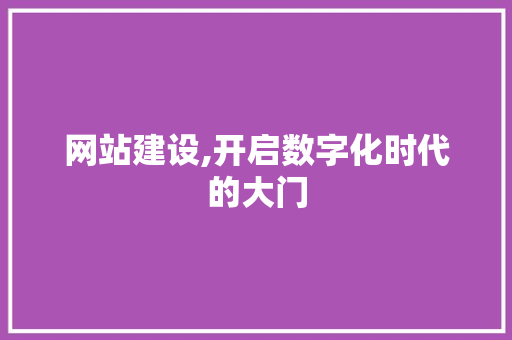 网站建设,开启数字化时代的大门 百度SEO