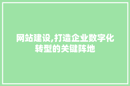 网站建设,打造企业数字化转型的关键阵地 百度SEO