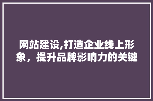 网站建设,打造企业线上形象，提升品牌影响力的关键之路 百度SEO