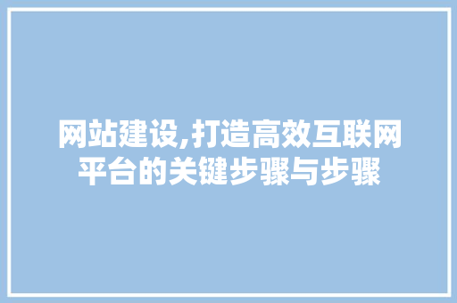网站建设,打造高效互联网平台的关键步骤与步骤 必应SEO