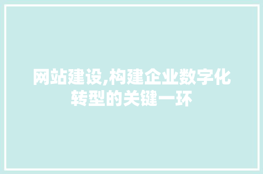 网站建设,构建企业数字化转型的关键一环 GoogleSEO
