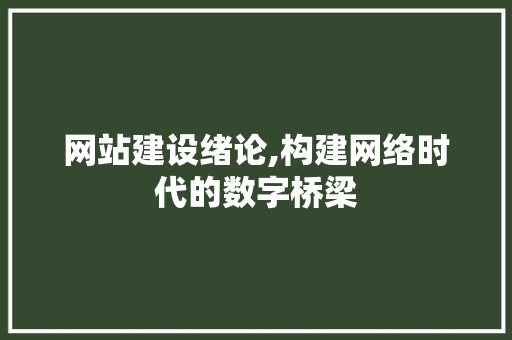 网站建设绪论,构建网络时代的数字桥梁 必应SEO