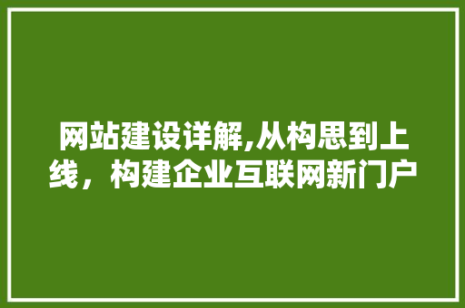 网站建设详解,从构思到上线，构建企业互联网新门户 神马SEO
