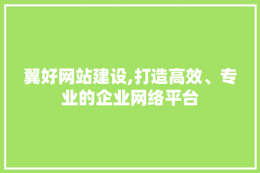翼好网站建设,打造高效、专业的企业网络平台 百度SEO