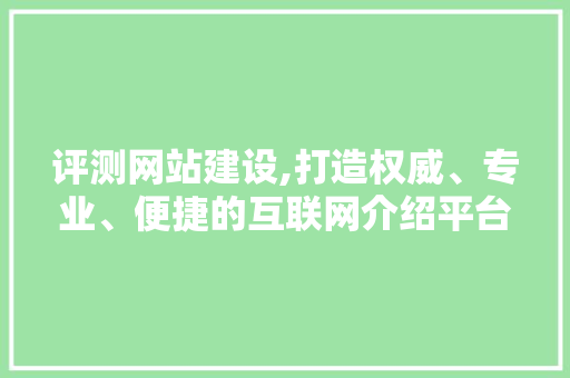 评测网站建设,打造权威、专业、便捷的互联网介绍平台 必应SEO