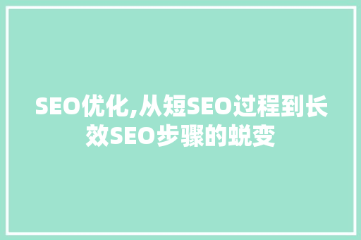 SEO优化,从短SEO过程到长效SEO步骤的蜕变 必应SEO