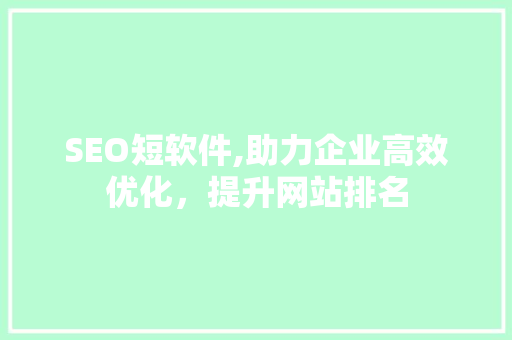 SEO短软件,助力企业高效优化，提升网站排名 GoogleSEO
