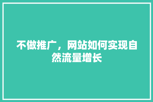 不做推广，网站如何实现自然流量增长 必应SEO