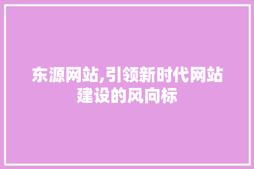 东源网站,引领新时代网站建设的风向标 百度SEO