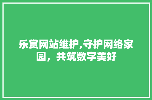 乐赏网站维护,守护网络家园，共筑数字美好 百度SEO
