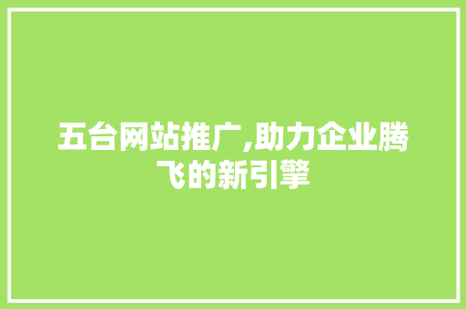 五台网站推广,助力企业腾飞的新引擎 必应SEO