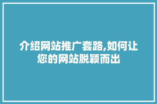 介绍网站推广套路,如何让您的网站脱颖而出 百度SEO
