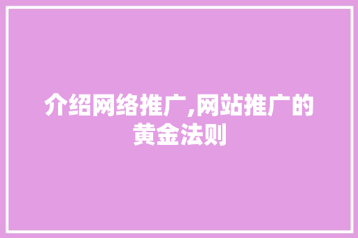 介绍网络推广,网站推广的黄金法则 百度SEO