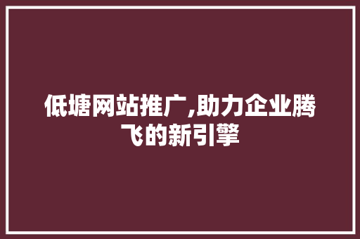 低塘网站推广,助力企业腾飞的新引擎 搜狗SEO