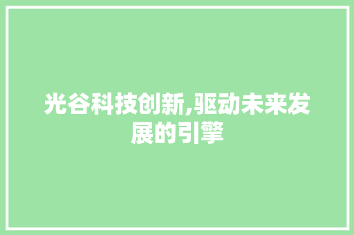 光谷科技创新,驱动未来发展的引擎 必应SEO