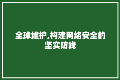 全球维护,构建网络安全的坚实防线 搜狗SEO